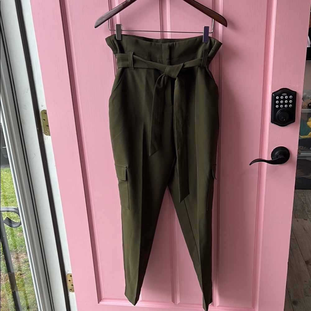 New York & Company Dark Green Belted Trousers